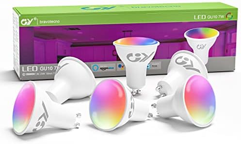 GY Żarówka Smart WIFI Alexa LED GU10 7W 500LM, CRI>80, przyciemniane żarówki energooszczędne, Regulowana żarówka 3000k-6500k Pakiet 2 Sztuk