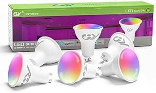 GY Żarówka Smart WIFI Alexa LED GU10 7W 500LM, CRI>80, przyciemniane żarówki energooszczędne, Regulowana żarówka 3000k-6500k Pakiet 2 Sztuk