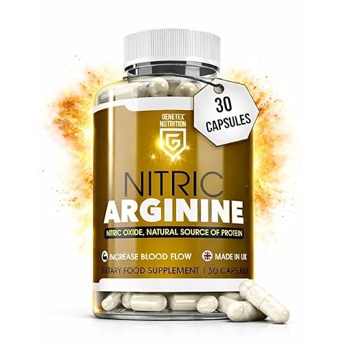 Nitric L-Arginine Natural Protein Source Supplement, Nitric Oxide Booster – Supports Performance, Energy & Stamina – 30 Capsules – Vegan & Vegetarian Friendly - UK Made Herbal Supplement
