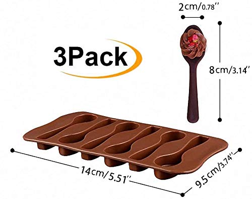 Moldes en forma de cuchara, 3 unidades de 6 cavidades de chocolate y caramelos, molde de silicona de gelatina de hielo de grado alimenticio, hecho en casa, magdalenas, dulces, hornear, 2