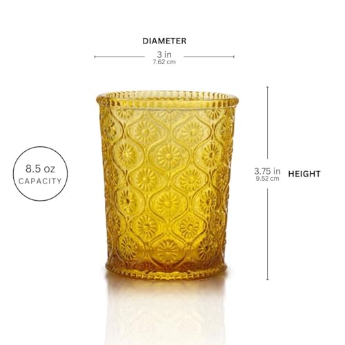 Set de 4 vasos vintage Qualia Glass ámbar 9 oz miniatura 6