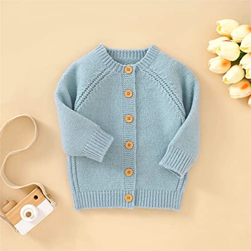 Baby Girl Boy Knit Cardigan Sweater Warm Pullover Tops Toddler Infant Solid Outerwear Jacket (Sky Blue, 0-3 Months) #TOP4