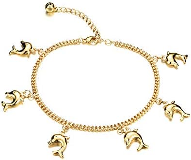 Star Jewelry 18k Gold Plated Women Anklet&Bracelet Chain Dolphins Charm Pendant Adjustable