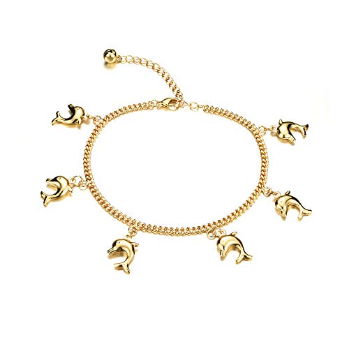Star Jewelry 18K Gold Plated Women Anklet&Bracelet Chain Dolphins Charm Pendant Adjustable #TOP2