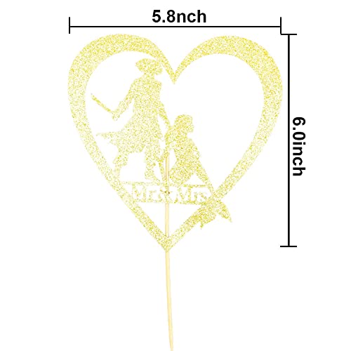 Pirates And Mermaid Theme Wedding Cake Topper, Mr & Mrs Wedding Party Decorations, Bride And Groom, Gold Glitter #TOP3