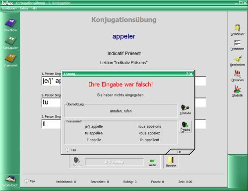 tulox Sprachtrainer Französisch - Vokabeltrainer, Konjugations- und Grammatiktrainer inklusive großem Wörterbuch mit 90.000 fremdsprachlichen vertonten Vokabeln