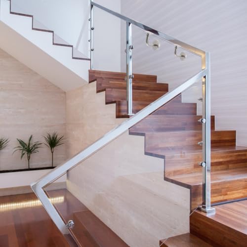 Support de main courante rampe d'escalier réglable acier inoxydable 5 pièces - 7