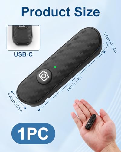 Disparador Remoto Bluetooth Compacto, Diseño de Fibra de Carbono, Control Remoto Recargable, Compatible con Teléfonos Inteligentes iOS y Android, Alcance de 10 m, Carga Tipo C - imagen 2