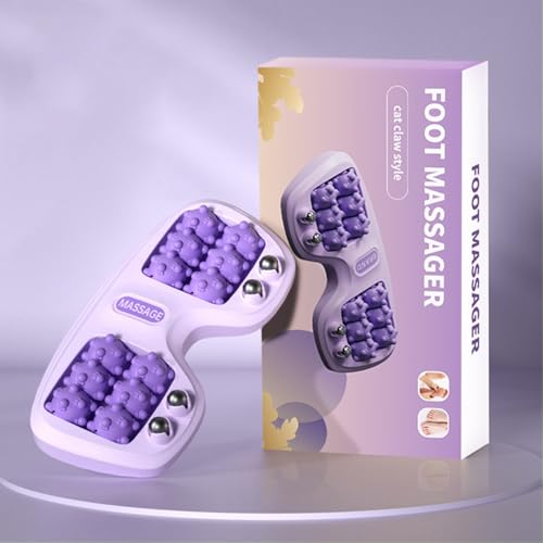 Portable Double Foot Massage Roller, 2025 New Dual Foot Massage Roller for Relieve Pain from Plantar Fasciitis, Portable Feet Massager Tool for Home Office Use (Purple)