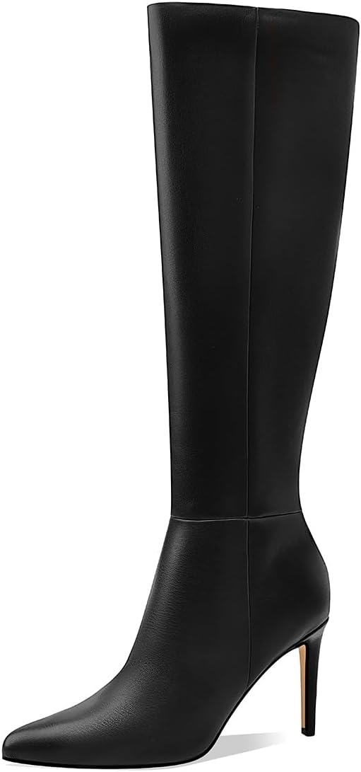Women's Knee High Boots Women Mid Heel Pointed Toe Tall Boots for Women High Heel Side Zipper with Buckle Bow Knots Long Boots for Fall Winter for Fall Winter - Image 3