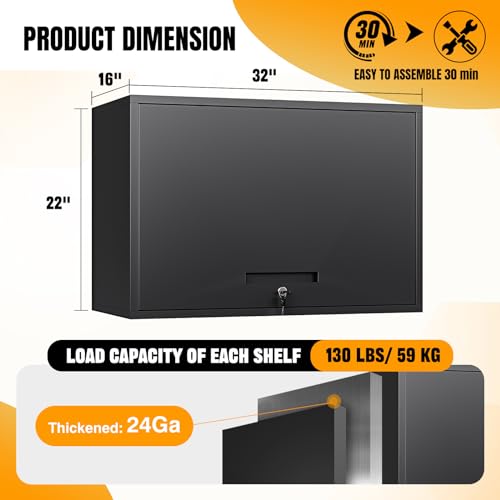 Metal-Wall-Storage-Cabinet-Adjustable-Shelf-22-Tall-Steel-Garage-Wall-Mounted-Cabinet-Lockable-Floating-Garage-Storage-Shop-Trailer-Tool-Assembly-Required