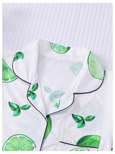Image of Verdusa Women's 2 Piece Sleepwear Button Down Pajama Sets Short Sleeve Shirt and Shorts