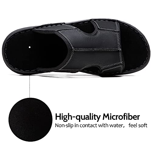 Jousen Sandals For Men Leather Arch Support Mens Sandals Outdoor Mens Beach Slide Sandals(Amy2005A Black 11) #TOP4