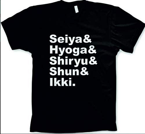 Camiseta Cavaleiros do Zodiaco Camisa Cdz Nomes (preta, p tradicional)