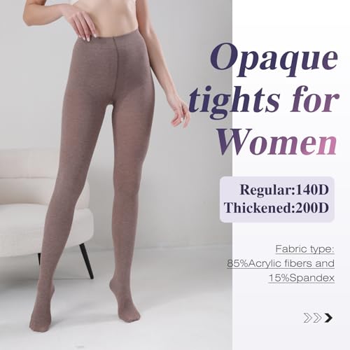 Image of TOCONFFON Women's Winter Leggings Warm Opaque Tights, Vertical Stripe Texture Stretchy Warm Tights 140D /200D