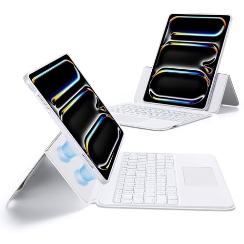ESR Ascend for iPad Pro 13 Inch (M5/M4, 2025/2024), Keyboard Case with Trackpad, Magnetic Detachable Keyboard with Backlit Keys, Fully Adjustable Portrait/Landscape Stand, White