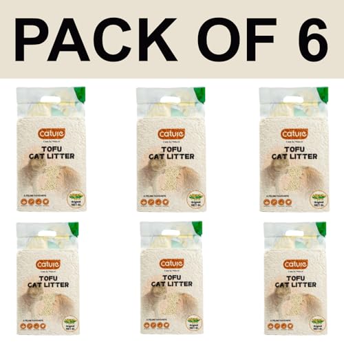 Image of Cature Care by Nature Tofu Cat Litter Natural Flushable Clumping Litter Plant Based Biodegradable Ultra Odour Control 99% Dust Free Low Tracking Cat Litter (Original, 6L, PACK6)