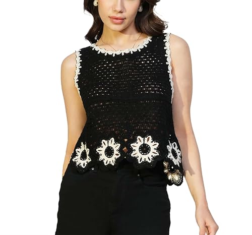 Image of ICW Women Embroidery Sleeveless Knit Boho Crochet Vest Crop Cami Tank Top 153