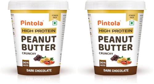 Image of PINTOLA High Protein Peanut Butter Chocolate Flavour Crunchy 510g, Added WHEY Protein, 30g Protein 6.2g Fiber, Gluten Free, Zero Trans Fat, Dark Chocolate Peanut Butter Spread, Nut Butter Bread Snacks