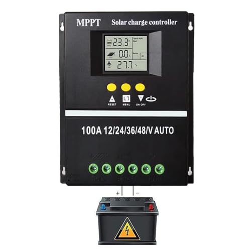 Regulador de panel solar | Controlador de carga solar con pantalla en tiempo real - Controlador solar MPPT con carga eficiente para caravana, sistema solar, yate, villa