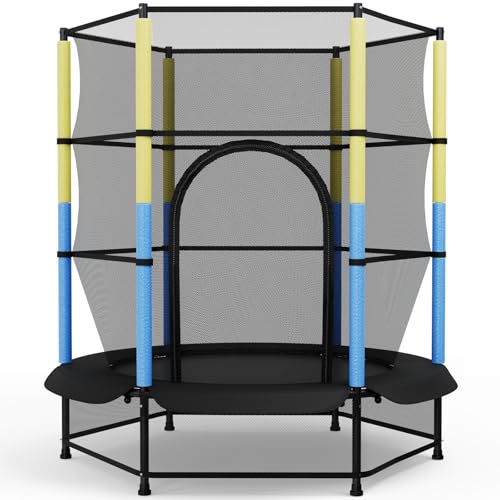 Trampoline enfant 140 cm avec filet de sécurité LIFERUN pour éviter les chutes au jardin