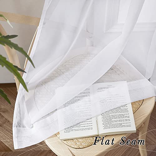Image of NICETOWN Nursery Light Filtering Sheer White Curtains 2 Panels, W54xL68