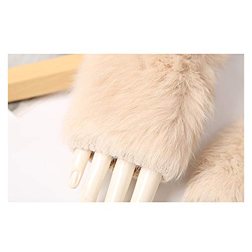 Women Girls Knitted Mitten Gloves with Rabbit Fur Winter Warm Fingerless Gloves3