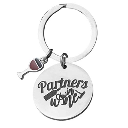 Partners in Wine Keychain, Wine Charm Keychain, Friend Jewelry, Wine