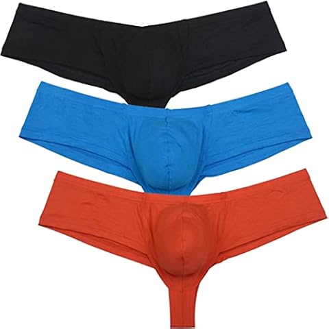 OROCOJUCO 3-Pack(HHC) Men's Modal Cheeky Shorts Briefs Brazilian Bikini Underwear Skimpy Boxer Brief Bulge Pouch Brazilian Bikini Trunk M Cover