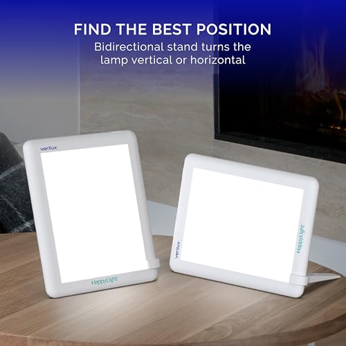 Image of Verilux HappyLight Lucent - One-Touch Light Therapy Lamp with 10,000 Lux, UV-Free, LED Bright White Light & Detachable Stand for Boosting Mood & Improving Sleep