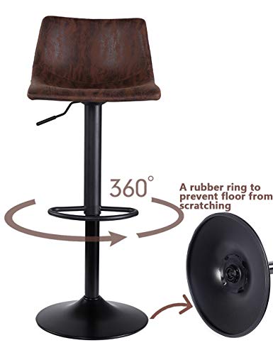 SUPERJARE Single Bar Stool, Swivel Barstool Chair with Back, Modern Pub Kitchen Counter Height, Retro Brown, Fabric - Image 3