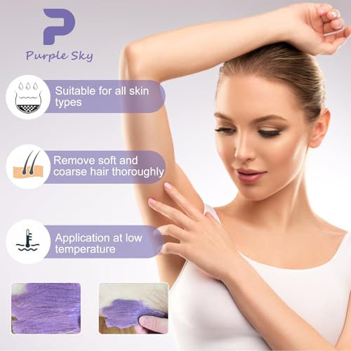 Image of PURPLESKY 5lbs Hard Wax Beads Bulk, Professional Hair Removal Wax Kit for Coarse Hair & Sensitive Skin, Low Temperature, Microwavable, Painless Brazilian, Bikini, Face, Leg, Body Home Use, Purple