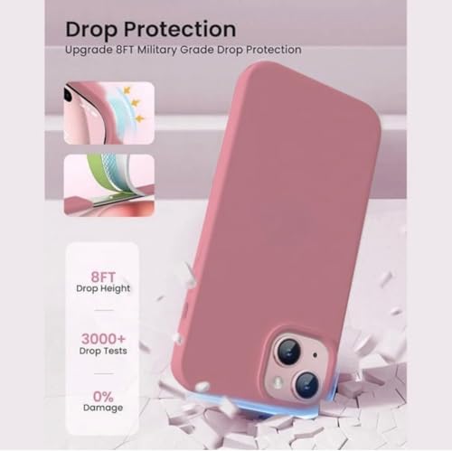 Image of Premium Liquid Silicone Case for iPhone 15 Plus - Slim Full Body Protective Back Cover with Soft Microfiber Lining, Anti-Slip Grip Scratch Resistant Phone Case (Pink)