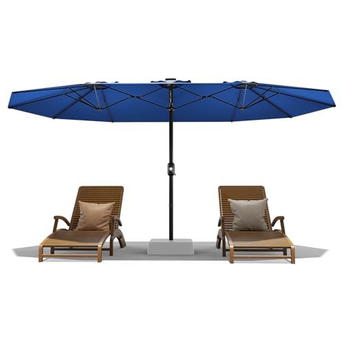 GarveeHome 13ft Large Patio Umbrellas with NO Base, Outdoor Double-Sided Rectangle Market Umbrella with Crank Handle, for Pool Lawn Garden