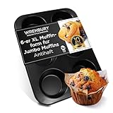 Wrenbury Muffin Backform Groß 6er – Tiefe Jumbo Muffinform - 9,5 cm, Antihaftbeschichtet, PFAS-frei, EU LFGB & EU Food Safe – Für XXL Muffins, Cupcakes & Brötchen