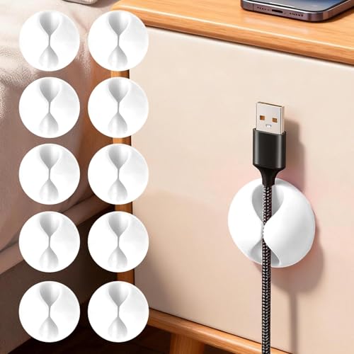 10PCS Desk Cable Organizer Clips for Wire Management Adhesive Cord Holders USB Charging Cables Office Desktop Organization
