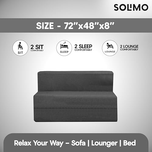 Image of Amazon Brand - Solimo 2 Seater 4 * 6 Jute Fabric Washable Cover Sofa Cum Bed2 Seater Double Foam Fold Out Sofa Cum Bed (Finish Color - Grey Delivery Condition - Pre-Assembled)