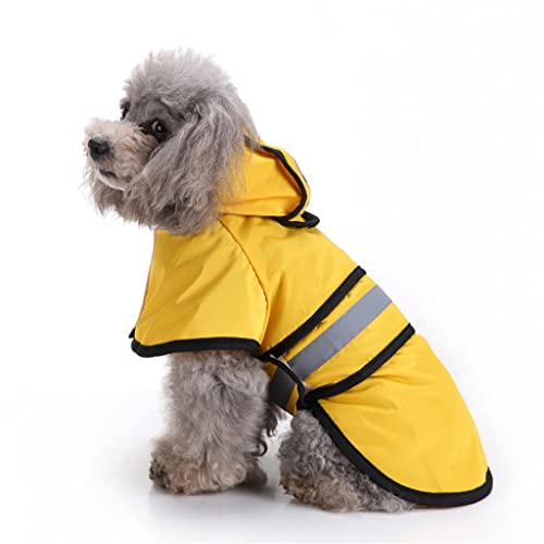 Ornaous Reflective Yellow Dog Raincoat With Hood, Waterproof Pet Rain Jacket For Small Puppy Large Dogs（M Size） #TOP2