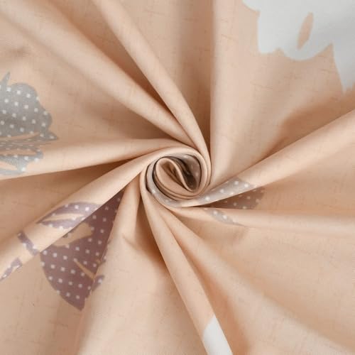 Image of NHD HOME Premium Cotton Flat Double Bedsheets with 2 King Size Pillow Covers | Double Bed Breathable | Wrinklefree | Ultrasoft 220 tc Supersoft Floral | 90x90 Inches, Beige & White
