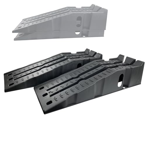 KATSU Tools Plastic Car Ramps 2 Pieces, Stackable, 7.5 Ton Capacity, Heavy Duty Garage Ramps, 90.5 x 30.5 x 21.6 cm, for Lifting Automotive Vehicles Car Service and Repair