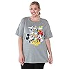Disney-Womens-Plus-Size-T-Shirt-Mickey-Minnie-Mouse-Donald-Daisy-Goofy-Pluto Disney Womens Plus Size T-Shirt Mickey Minnie Mouse Donald Daisy Pluto (Grey, 4X)