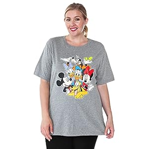 Disney Womens Plus Size T-Shirt Mickey Minnie Mouse Donald Daisy Pluto (Grey, 4X)