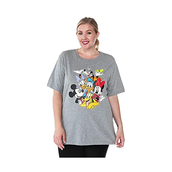 Disney-Womens-Plus-Size-T-Shirt-Mickey-Minnie-Mouse-Donald-Daisy-Goofy-Pluto Disney Womens Plus Size T-Shirt Mickey Minnie Mouse Donald Daisy Pluto (Grey, 4X)