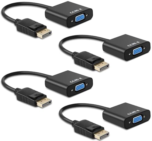 Ankey Display Port to VGA Adapter,4 Pack Gold-Plated DisplayPort DP to VGA Converter (Male to Female) for Computer, Desktop, Laptop, PC, Monitor, Projector, HDTV