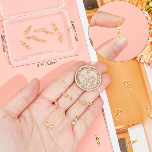 Beebeecraft 1 Box 20Pcs Bead Tips Knot Covers 18K Gold Plated Sterling Silver Clamshell Crimp Tips Beads Fold-Over Bead Covers Ends Caps for DIY Bracelets Necklaces (2mm Cup) - Image 3