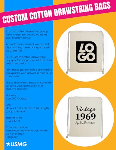 Custom Cotton Drawstring Bags- One imprint color for party favors, gifts, and promotions2