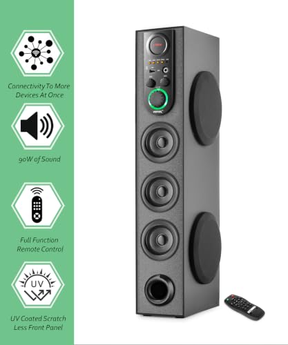 Image of VEmax Max 5.1 Channel Bluetooth Double Woofer 110W Tower Speaker with Karoake MIC Support, USB, FM (BIS Certified)