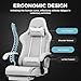 GTPLAYER Gaming Chair with Footrest, Computer Chair with and Lumbar Support, Height Adjustable Game Chair with 360°-Swivel Seat and Headrest and for Office or Gaming (All Light Gray-Fabric)