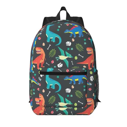 Sac à dos d'école léger EdWal noir avec grande poche à motif dinosaure pour garçon et fille