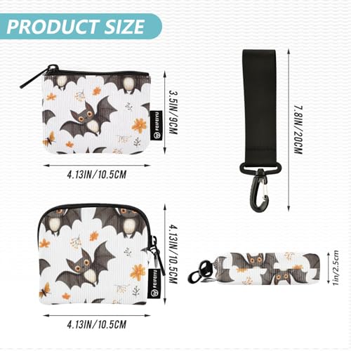Cartoon Cute Bats White Women's Wallets Card Cases Slim Detachable ID Card Holders Protector with Wristle Strap for Men Women 2 Packs4